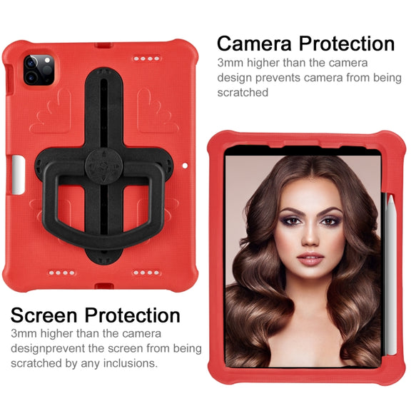 For iPad Pro 11 2024 Shield 360 Rotation Handle EVA Shockproof PC Tablet Case(Red Black)