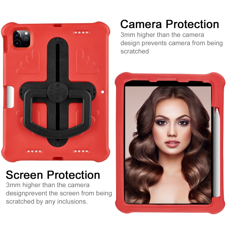 For iPad Pro 11 2024 Shield 360 Rotation Handle EVA Shockproof PC Tablet Case(Red Black)