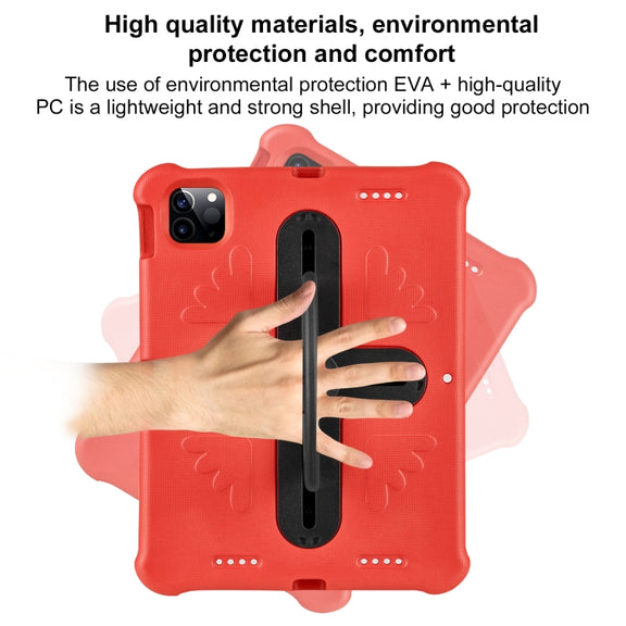 For iPad Pro 11 2024 Shield 360 Rotation Handle EVA Shockproof PC Tablet Case(Red Black)