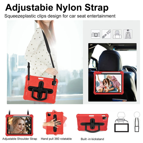For iPad Pro 11 2024 Shield 360 Rotation Handle EVA Shockproof PC Tablet Case(Red Black)