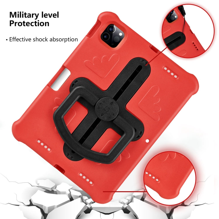 For iPad Pro 11 2024 Shield 360 Rotation Handle EVA Shockproof PC Tablet Case(Red Black)