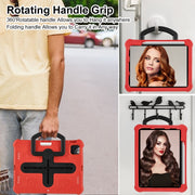 For iPad Pro 11 2024 Shield 360 Rotation Handle EVA Shockproof PC Tablet Case(Red Black)