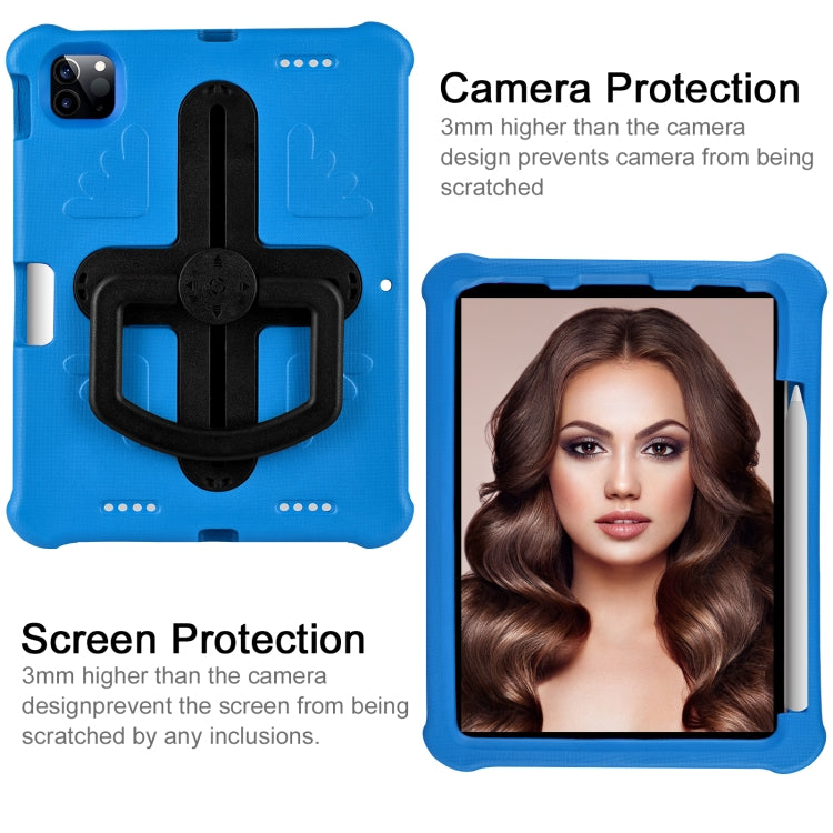 For iPad Pro 11 2024 Shield 360 Rotation Handle EVA Shockproof PC Tablet Case(Blue Black)