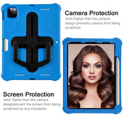 For iPad Pro 11 2024 Shield 360 Rotation Handle EVA Shockproof PC Tablet Case(Blue Black)