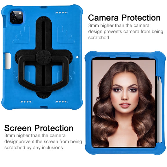 For iPad Pro 11 2024 Shield 360 Rotation Handle EVA Shockproof PC Tablet Case(Blue Black)