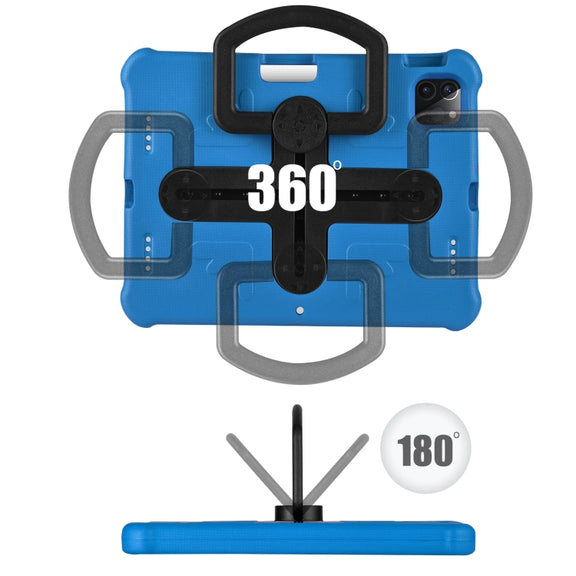For iPad Pro 11 2024 Shield 360 Rotation Handle EVA Shockproof PC Tablet Case(Blue Black)