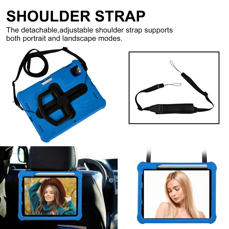 For iPad Pro 11 2024 Shield 360 Rotation Handle EVA Shockproof PC Tablet Case(Blue Black)