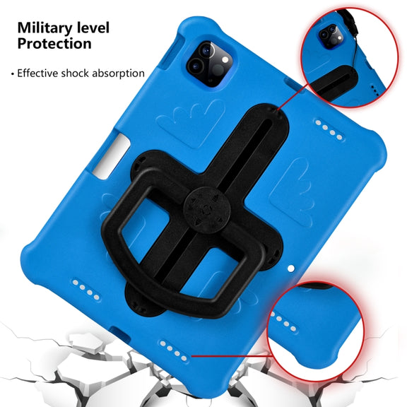 For iPad Pro 11 2024 Shield 360 Rotation Handle EVA Shockproof PC Tablet Case(Blue Black)