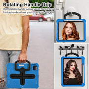 For iPad Pro 11 2024 Shield 360 Rotation Handle EVA Shockproof PC Tablet Case(Blue Black)