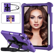 For iPad Pro 11 2024 Shield 360 Rotation Handle EVA Shockproof PC Tablet Case(Purple Black)