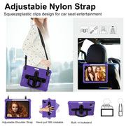 For iPad Pro 11 2024 Shield 360 Rotation Handle EVA Shockproof PC Tablet Case(Purple Black)