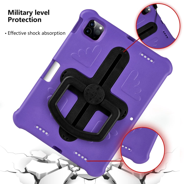 For iPad Pro 11 2024 Shield 360 Rotation Handle EVA Shockproof PC Tablet Case(Purple Black)