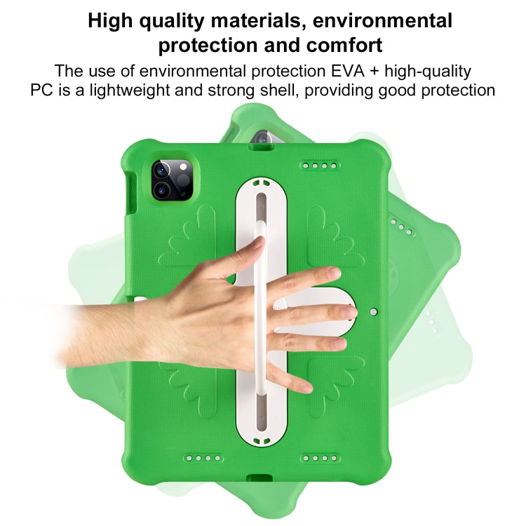 For iPad Pro 11 2024 Shield 360 Rotation Handle EVA Shockproof PC Tablet Case(Green Beige)