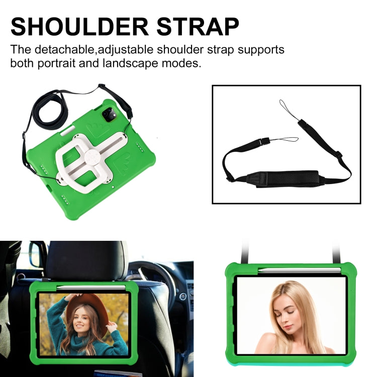 For iPad Pro 11 2024 Shield 360 Rotation Handle EVA Shockproof PC Tablet Case(Green Beige)