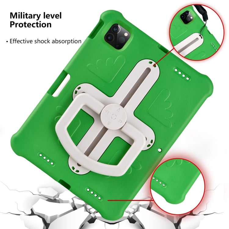 For iPad Pro 11 2024 Shield 360 Rotation Handle EVA Shockproof PC Tablet Case(Green Beige)