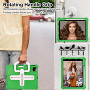 For iPad Pro 11 2024 Shield 360 Rotation Handle EVA Shockproof PC Tablet Case(Green Beige)