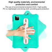 For iPad Pro 11 2024 Shield 360 Rotation Handle EVA Shockproof PC Tablet Case(Mint Green Beige)