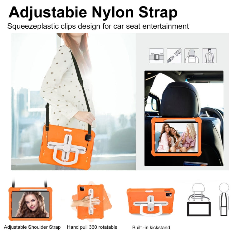 For iPad Pro 11 2024 Shield 360 Rotation Handle EVA Shockproof PC Tablet Case(Orange Beige)