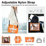 For iPad Pro 11 2024 Shield 360 Rotation Handle EVA Shockproof PC Tablet Case(Orange Beige)