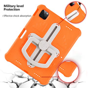 For iPad Pro 11 2024 Shield 360 Rotation Handle EVA Shockproof PC Tablet Case(Orange Beige)