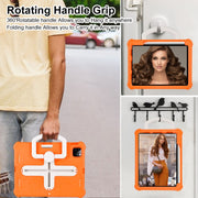 For iPad Pro 11 2024 Shield 360 Rotation Handle EVA Shockproof PC Tablet Case(Orange Beige)
