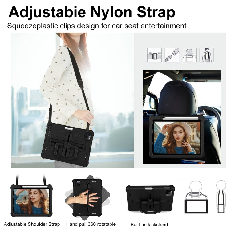 For iPad Air 11 2024 Shield 360 Rotation Handle EVA Shockproof PC Tablet Case(Black)
