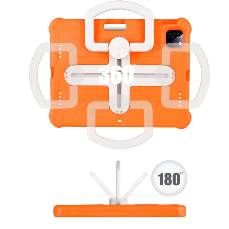 For iPad Air 11 2024 Shield 360 Rotation Handle EVA Shockproof PC Tablet Case(Orange Beige)