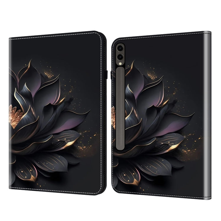 For Samsung Galaxy Tab S7+ / S8+ / S9+ Crystal Texture Painted Leather Tablet Case(Purple Lotus)
