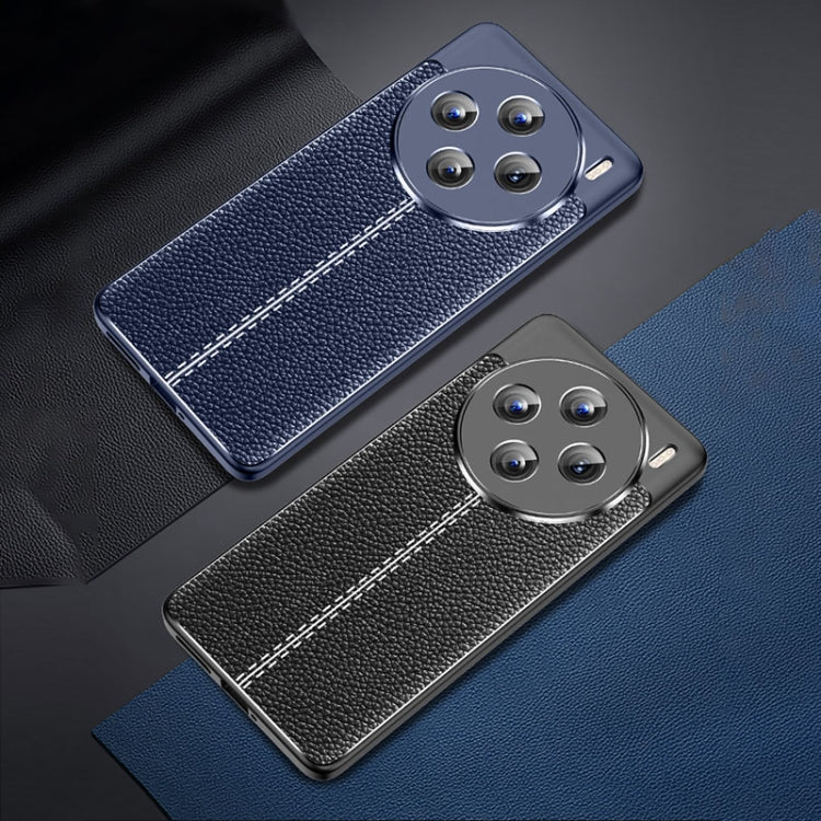 For vivo X100 Litchi Texture Shockproof TPU Phone Case(Blue)