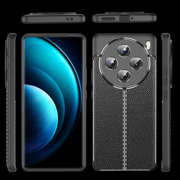 For vivo X100 Litchi Texture Shockproof TPU Phone Case(Blue)
