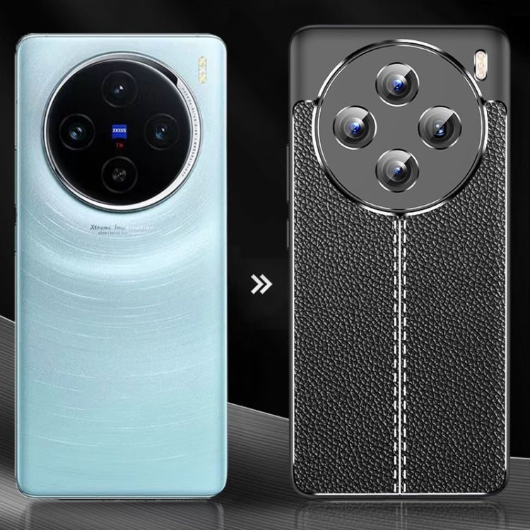 For vivo X100 Litchi Texture Shockproof TPU Phone Case(Blue)