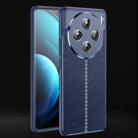 For vivo X100 Litchi Texture Shockproof TPU Phone Case(Blue)