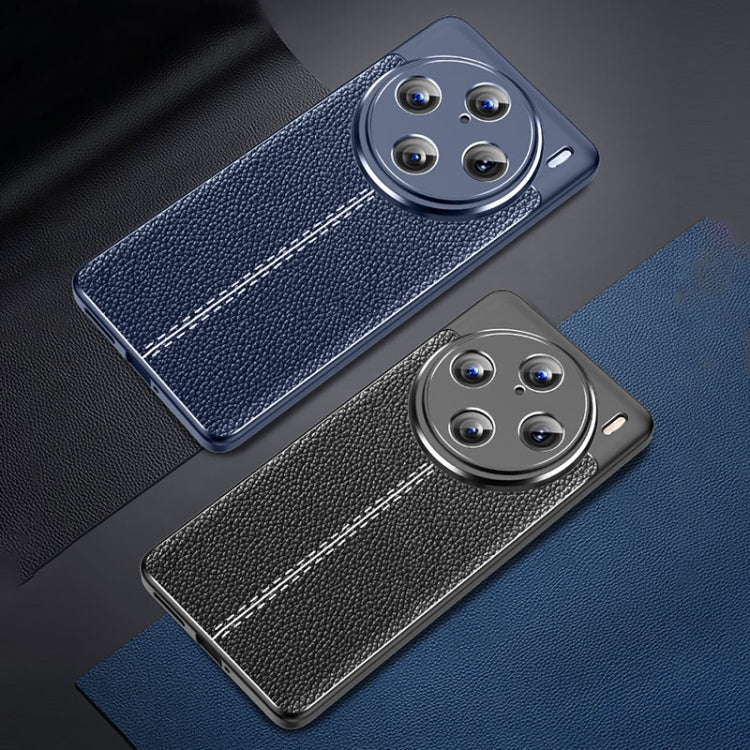 For vivo X100 Pro Litchi Texture Shockproof TPU Phone Case(Blue)