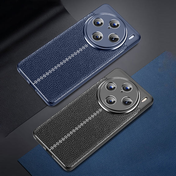 For vivo X100 Pro Litchi Texture Shockproof TPU Phone Case(Blue)