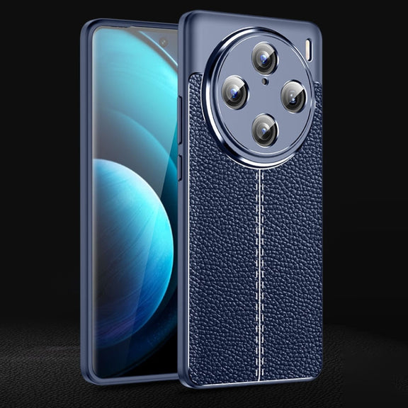 For vivo X100 Pro Litchi Texture Shockproof TPU Phone Case(Blue)