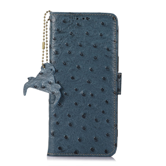 For Huawei Mate 60 Ostrich Pattern Genuine Leather RFID Phone Case(Blue)
