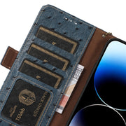For Huawei Mate 60 Ostrich Pattern Genuine Leather RFID Phone Case(Blue)