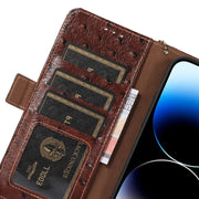 For Huawei Mate 60 Ostrich Pattern Genuine Leather RFID Phone Case(Coffee)