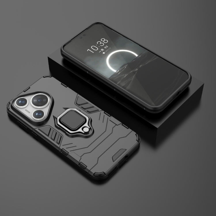 For Huawei Pura 70 Shockproof PC + TPU Holder Phone Case(Black)