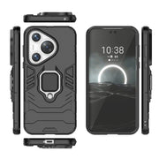 For Huawei Pura 70 Shockproof PC + TPU Holder Phone Case(Black)