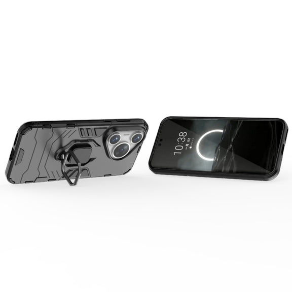 For Huawei Pura 70 Shockproof PC + TPU Holder Phone Case(Black)
