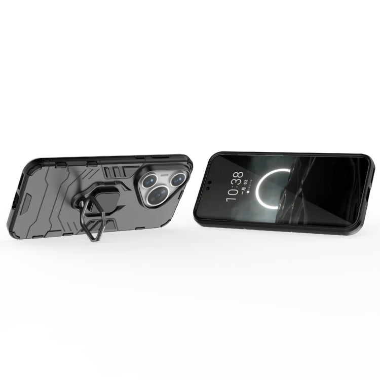 For Huawei Pura 70 Shockproof PC + TPU Holder Phone Case(Black)
