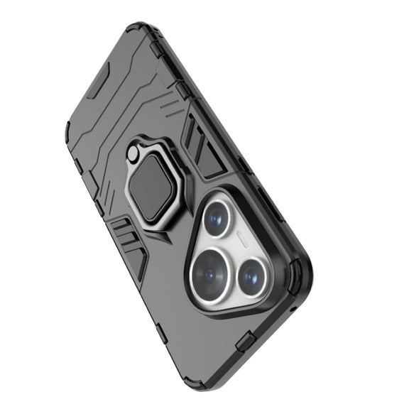 For Huawei Pura 70 Shockproof PC + TPU Holder Phone Case(Black)