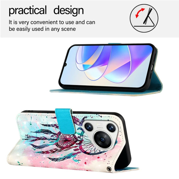 For Huawei Pura 70 3D Painting Horizontal Flip Leather Phone Case(Color Drop Wind Chimes)