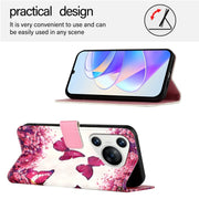 For Huawei Pura 70 3D Painting Horizontal Flip Leather Phone Case(Rose Butterfly)