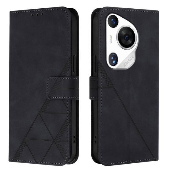 For Huawei Pura 70 Pro Crossbody 3D Embossed Flip Leather Phone Case(Black)