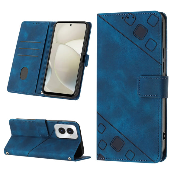 For Motorola Moto G Power 5G 2024 Skin Feel Embossed Leather Phone Case(Blue)