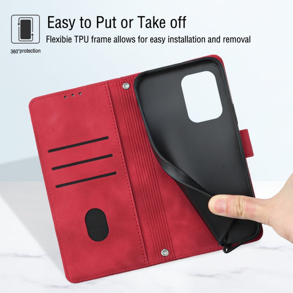For Motorola Moto G Play 5G 2024 Skin Feel Embossed Leather Phone Case(Red)