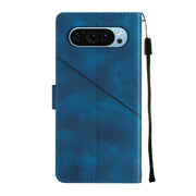 For Google Pixel 9 / 9 Pro Skin-feel Embossed Leather Phone Case(Blue)