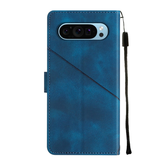 For Google Pixel 9 / 9 Pro Skin-feel Embossed Leather Phone Case(Blue)